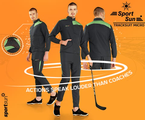 Sport Sun Solid Men Micro Track Suit Dark Grey 1190