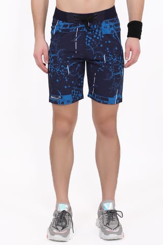 Printed Men NS Lycra Navy Blue Shorts