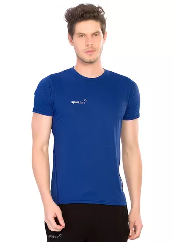 Royal Blue Active Round Neck T Shirt  for Men