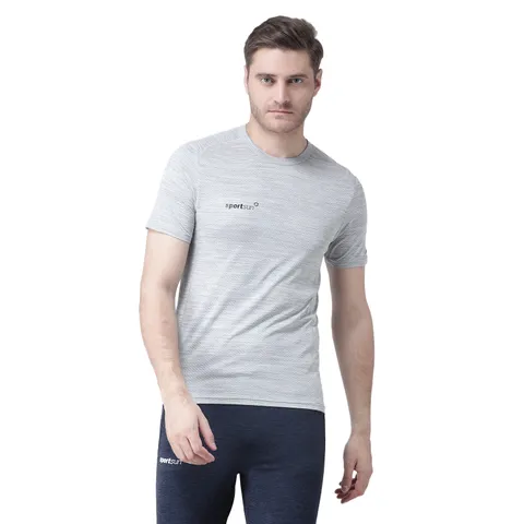 Jacquard Cool Run Round Neck Grey Men's T-shirt