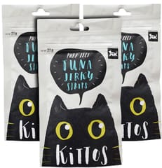 Kittos Tuna Jerky Strips Treats for Cats and Kitten, 35 g Each (Pack of 3)
