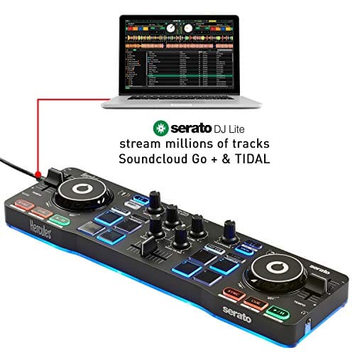 Hercules DJControl Starlight Portable USB DJ Controller - 2 tracks with 8 pads and sound card - Serato DJ Lite included