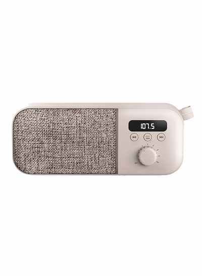 Fabric Box Radio (Portable FM Radio, 1200 mAh Rechargeable Battery, 3 W, PLL Tuner, Audio Out) Cream