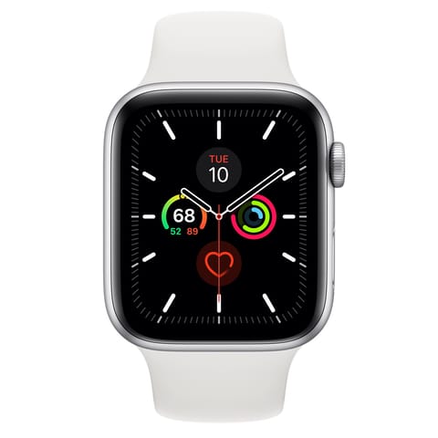 Apple Watch Series 5 GPS, 44mm Silver Aluminum Case with White Sport Band
