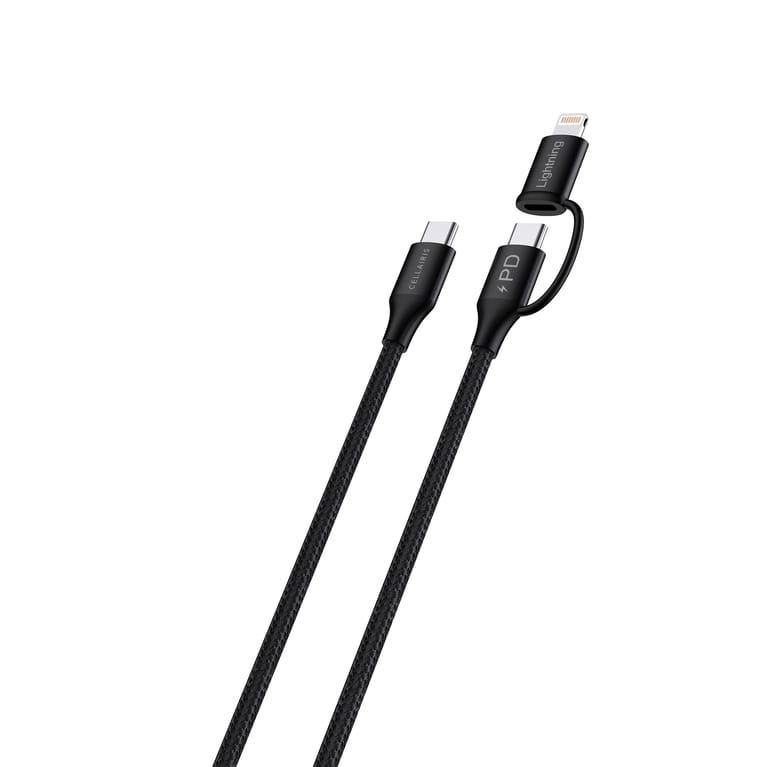 Premium Nylon PD Cable 2in1 1M - Black