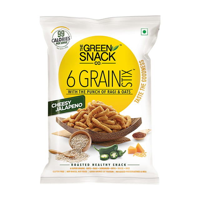 The Green Snack Co Cheesy Jalepeno 6 Grain Stix