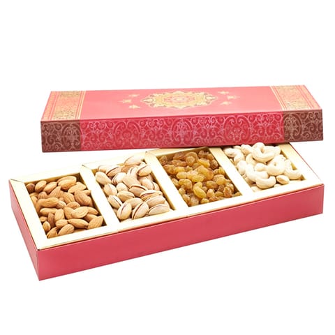 Ghasitaram's Diwali Special Pink Dryfruit Gift Box with Free Silver Plated Coin