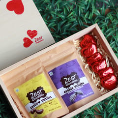 Valentines Wooden Medium Box with Hearts