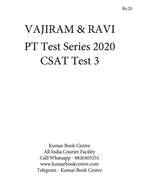 Vajiram & Ravi PT Test Series 2020 - CSAT Test 3 - [PRINTED]