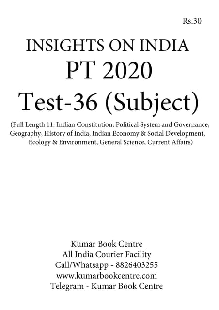 (Set) Insights on India PT Test Series 2020 with Solution - Test 36 to Test 39 (Subject Wise) - [PRINTED]