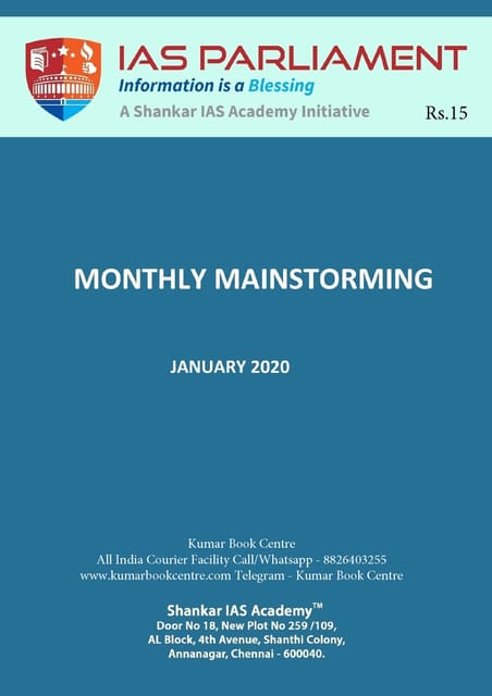 Shankar IAS Monthly Mainstorming - January 2020 - [PRINTED]