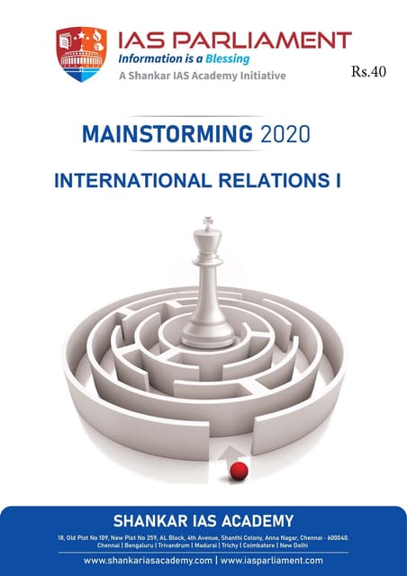 Shankar IAS Mainstorming 2020 - International Relations 1 - [PRINTED]