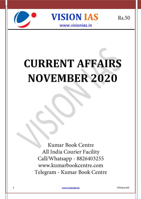 Vision IAS Monthly Current Affairs - November 2020 - [PRINTED]