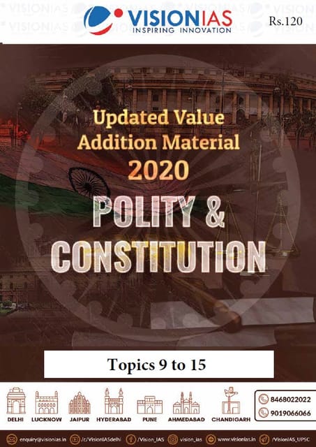 Vision IAS Updated Value Addition Material 2020 - Polity (Topics 9 to 15) - [PRINTED]