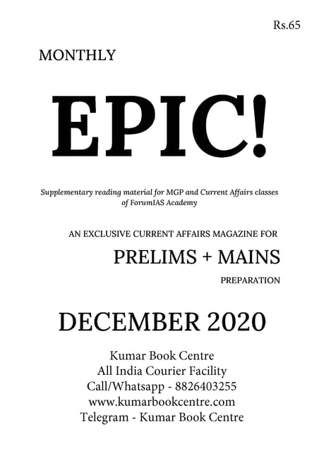 Forum IAS Factly/EPIC Monthly Current Affairs - December 2020 - [PRINTED]