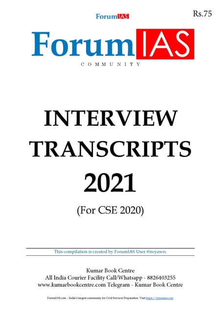 Forum IAS UPSC Interview Transcript 2021 - [PRINTED]