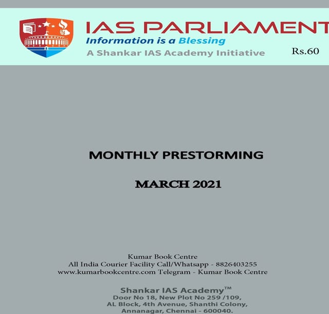 Shankar IAS Monthly Prestorming - March 2021 - [PRINTED]