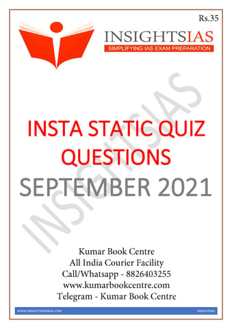 Insights on India Static Quiz - September 2021 - [B/W PRINTOUT]