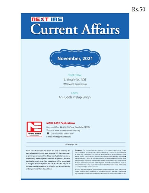 Next IAS Monthly Current Affairs - November 2021 - [B/W PRINTOUT]