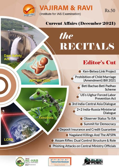 Vajiram & Ravi Monthly Current Affairs - The Recitals - December 2021 - [B/W PRINTOUT]