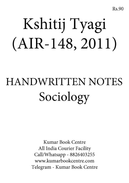 Sociology Optional Handwritten Notes - Kshitij Tyagi (AIR 148, 2011) - [B/W PRINTOUT]