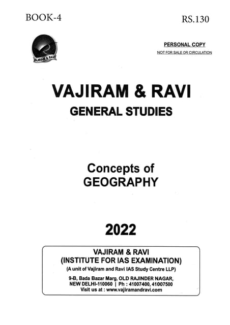 Vajiram & Ravi General Studies GS Printed Notes Yellow Book 2022 - Concepts of Geography - [B/W PRINTOUT]