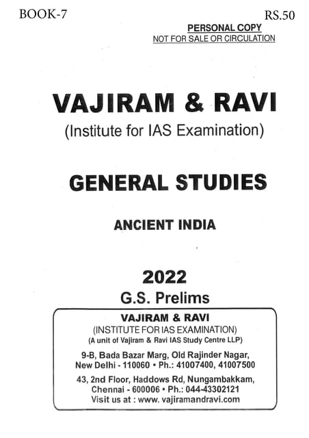 Vajiram & Ravi General Studies GS Printed Notes Yellow Book 2022 - Ancient India - [B/W PRINTOUT]