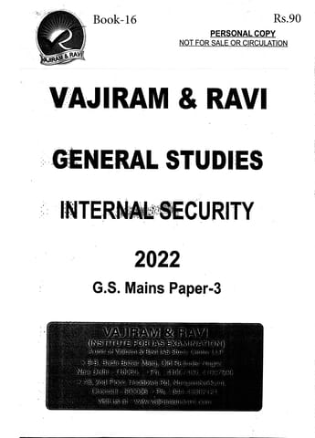 Vajiram & Ravi General Studies GS Printed Notes Yellow Book 2022 - Internal Security - [B/W PRINTOUT]