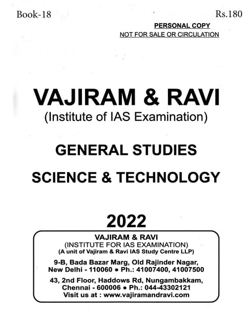 Vajiram & Ravi General Studies GS Printed Notes Yellow Book 2022 - Science & Technology - [B/W PRINTOUT]