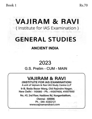 Ancient India - General Studies GS Printed Notes Yellow Book 2023 - Vajiram & Ravi - [B/W PRINTOUT]