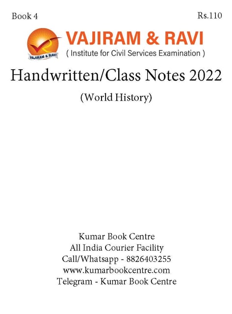World History - General Studies GS Handwritten/Class Notes 2022 - Vajiram & Ravi - [B/W PRINTOUT]