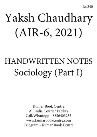 (Set of 2 Booklets) Sociology Optional Handwritten Notes - Yaksh Chaudhary (AIR 6, 2021) - [B/W PRINTOUT]