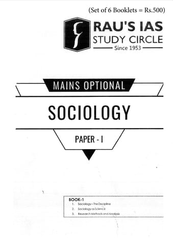 (Set of 6 Booklets) Sociology Optional Printed Notes 2022 - Rau's IAS - [B/W PRINTOUT]