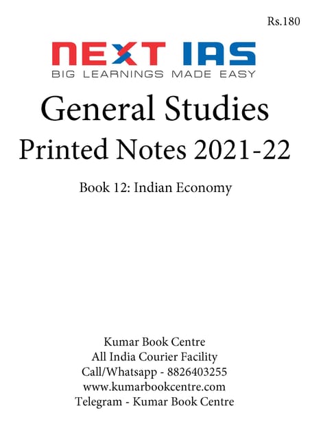 Indian Economy - General Studies GS Printed Notes 2022 - Next IAS - [B/W PRINTOUT]