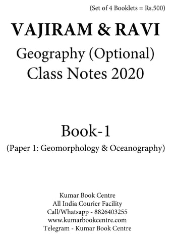 (Set of 4 Booklets) Geography Optional Handwritten/Class Notes 2020 - Vajiram & Ravi - [B/W PRINTOUT]