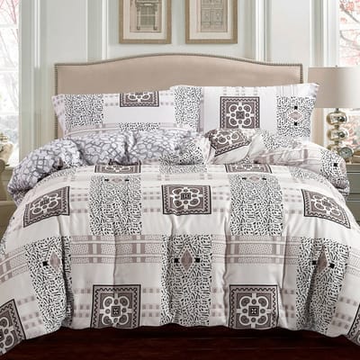 3 Pcs Duvet Cover Set , King Size with Reversible design , Exquisite colorful Printed Pattern with Hidden Zipper and Corner Ties , Hypoallergenic - Multicolor