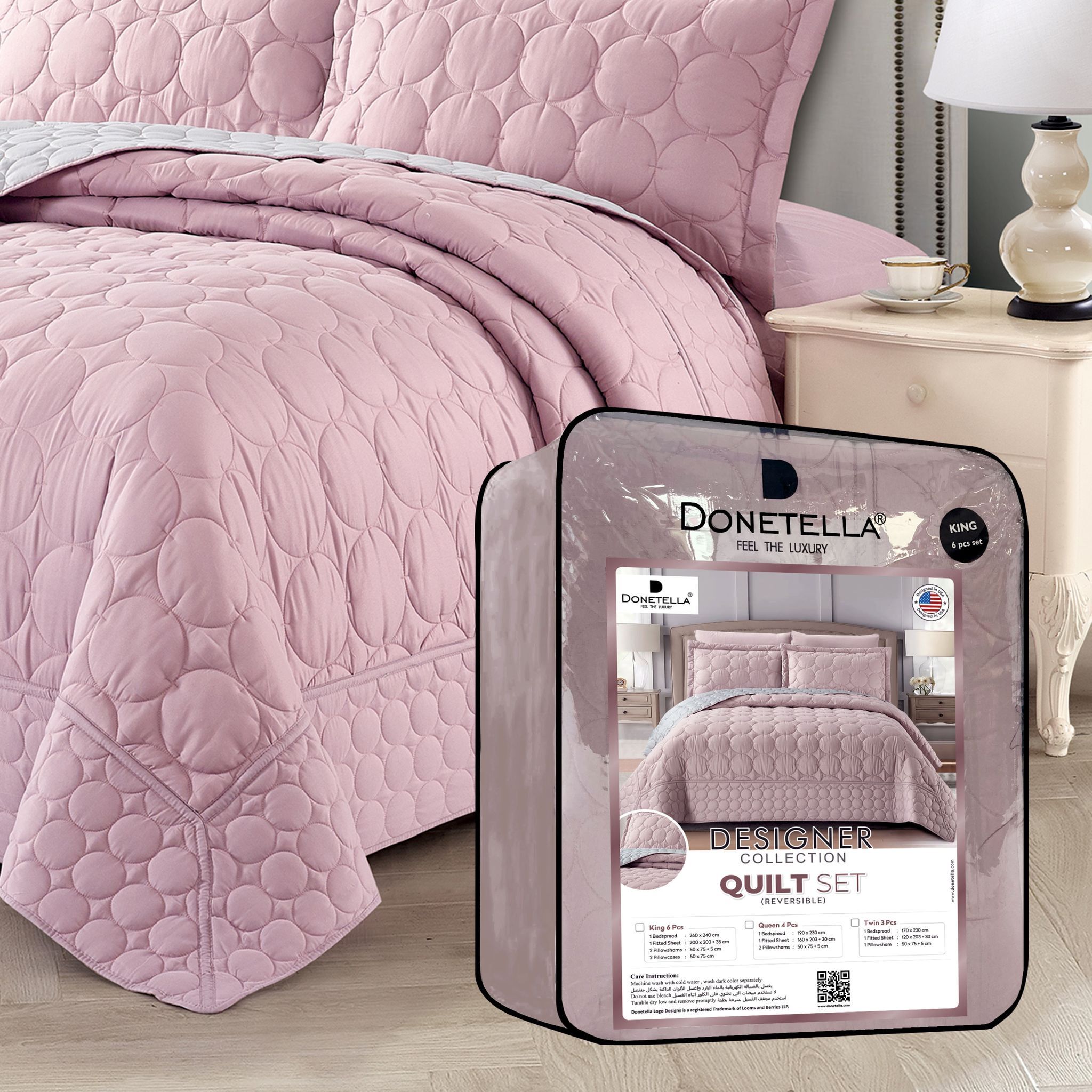Ultrasonic Quilt Set  3- Piece Twin Lilac/Silver