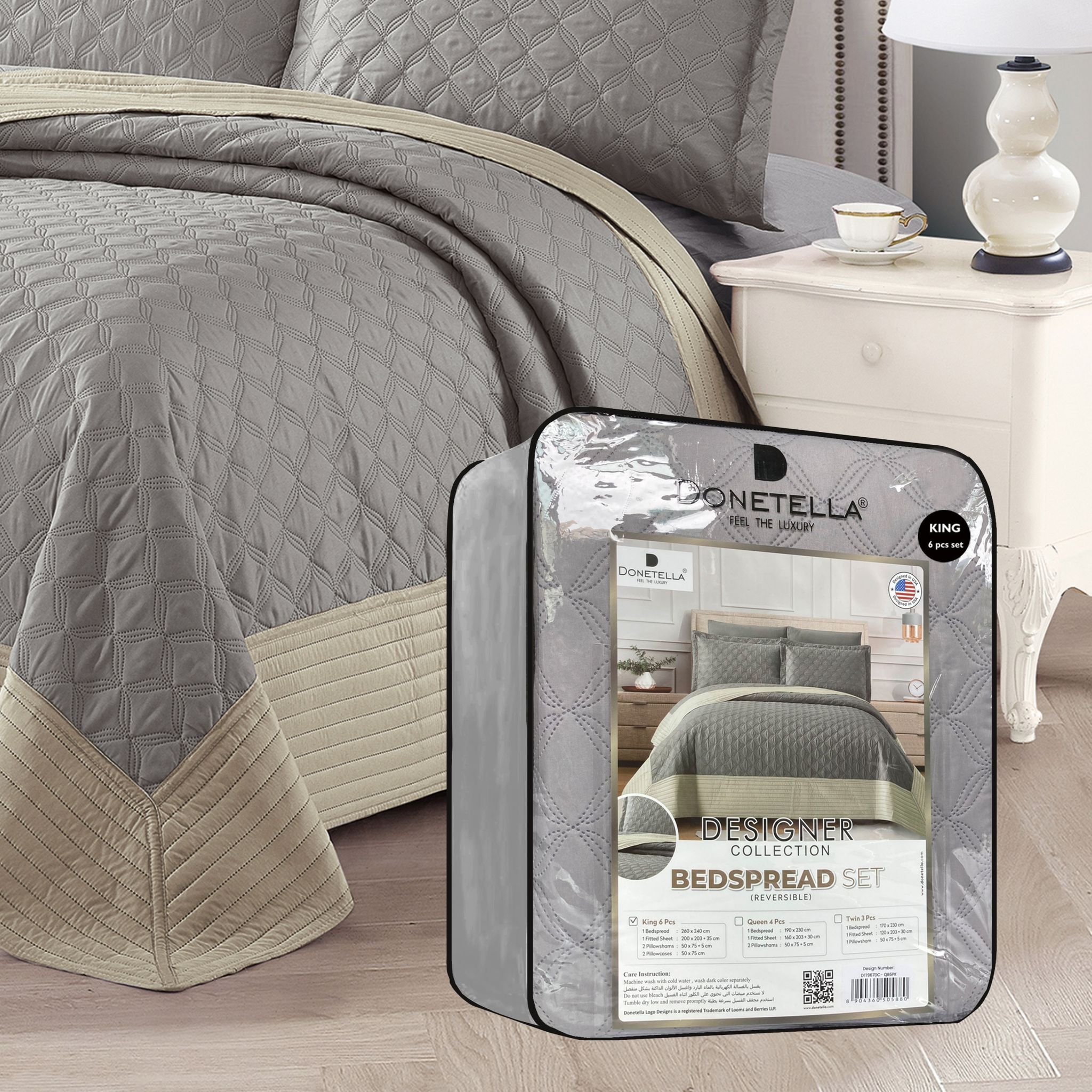 Compressed Comforter Set 3-Piece Twin Dark Linen/Grey