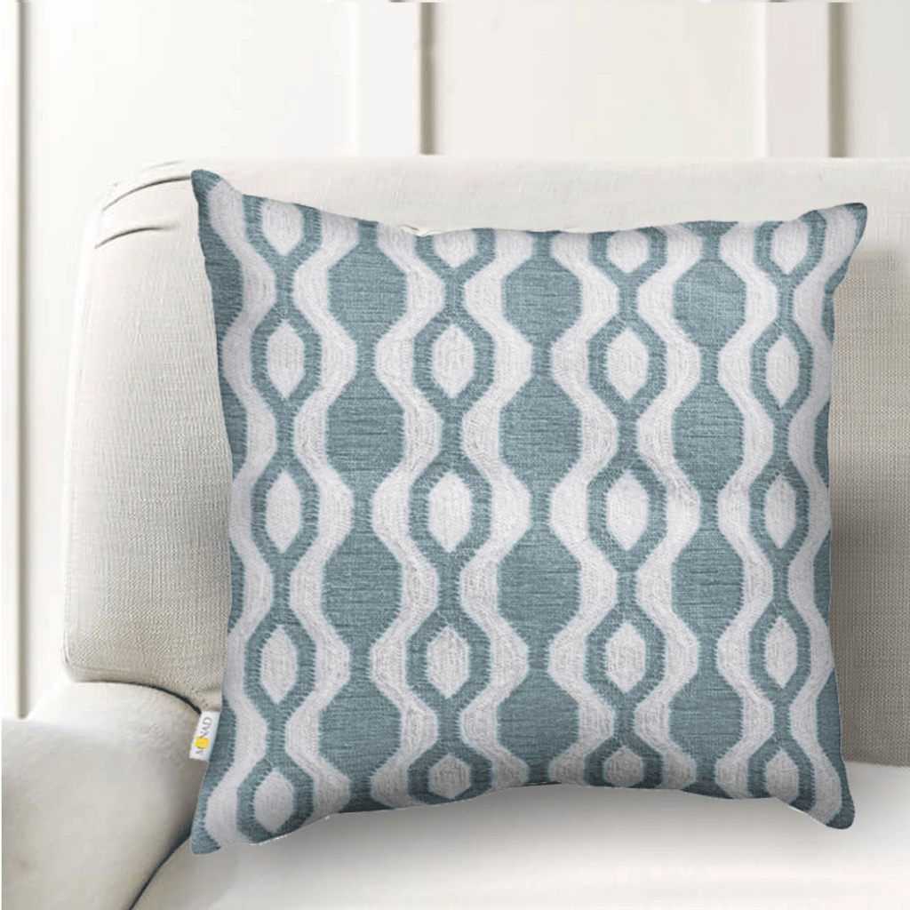 Blue Honeycomb Embroidered Designer Cushion Cover