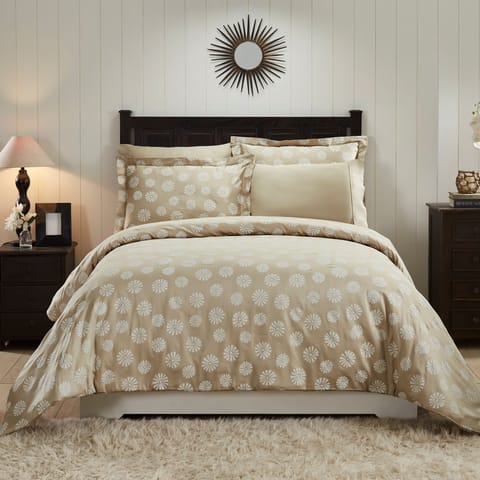 300 Thread Count 100% Natural Cotton Printed Duvet Set 4-Piece Twin Gold