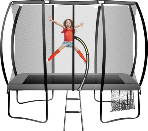 6x9FT Rectangle black Trampoline with ladder