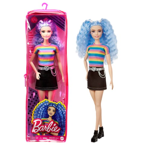 Barbie Fashionistas Doll - Rainbow Striped Top / Black Skirt