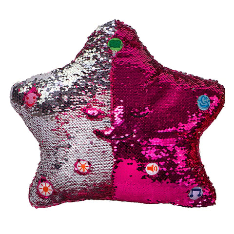 NEW My Dua' Star Light & Sound Sequins Pillow (Pink / Silver)