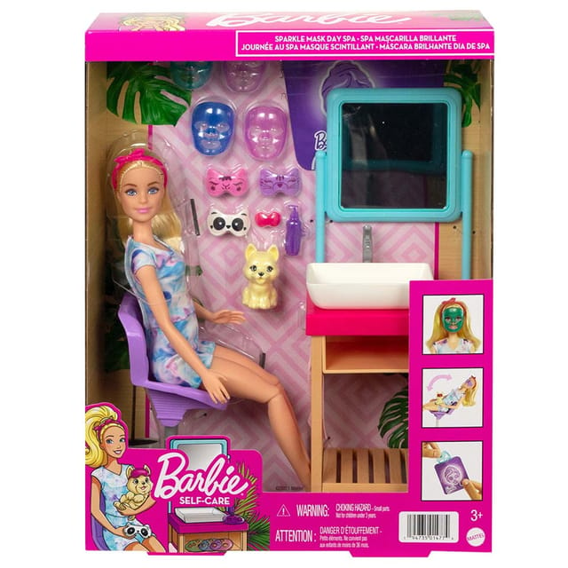 Barbie Sparkle Mask Spa Day Playset-Blonde