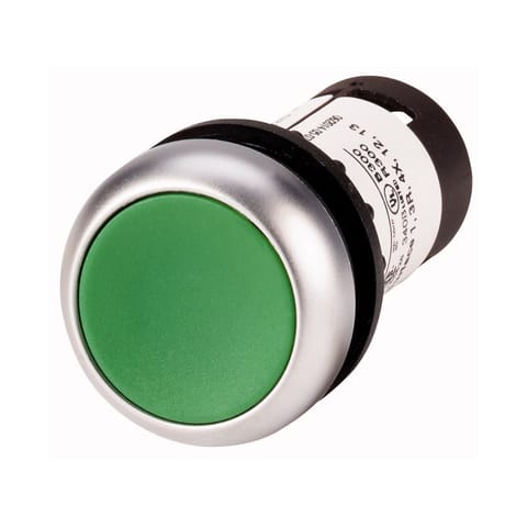 Pushbutton actuator flush, 1NO, green