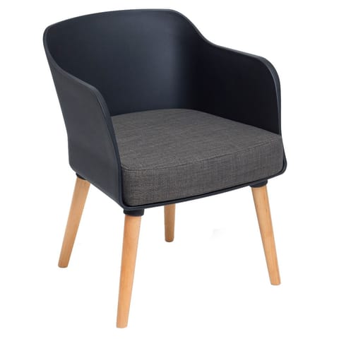 Poppy Tub Chair - Black Shell, Natural Legs