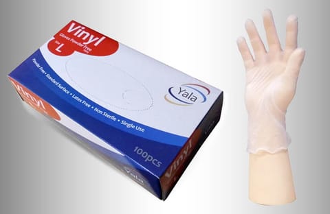Yala Powder Free Clear Vinyl Gloves per 100