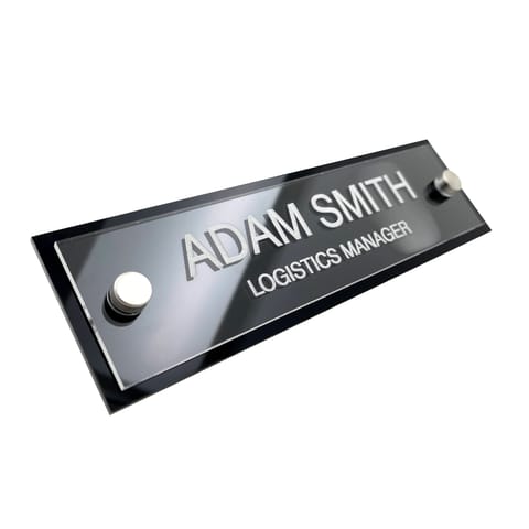 Premium Black Custom Personalised Office Home Desk Name Plaque Acrylic Black
