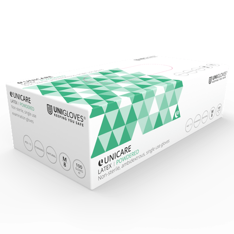 Unigloves Latex (Lightly Powdered) Disposable Gloves - Per Carton