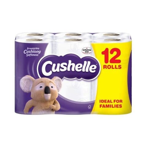 Cushelle Toilet Rolls 2-Ply 180 Sheets 120x104.5mm 21.6m White Ref 1102089 [Pack 12]